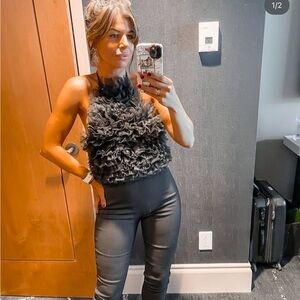 Black Ruffled Halter Top